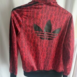 Adidas Red Snake-Print Trefoil Track Jacket